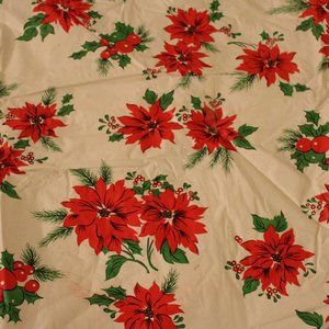 Vinyl Table Cloth  - White Poinsettia
